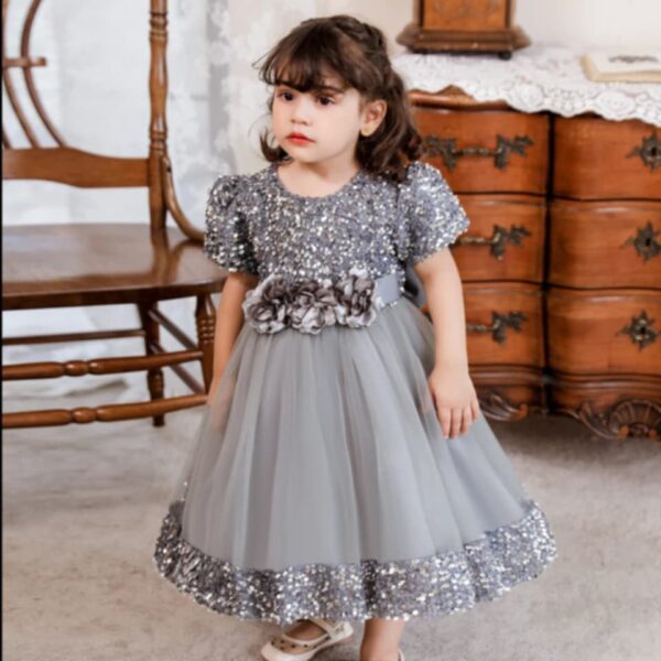 NEW Girls dresses,cute princess dresses new short-sleeved/long-sleeved sequined tutu dresses cross-border for cute girls - Image 3