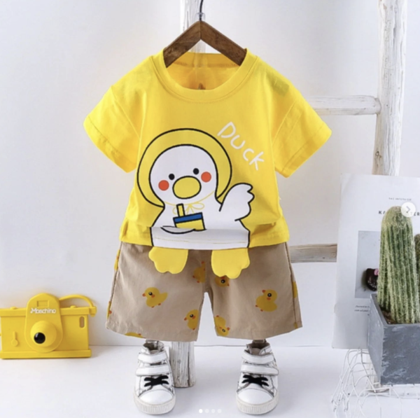 Summer boys and girls round neck cartoon short-sleeved suit baby casual shorts two-piece suit trendy - Image 4