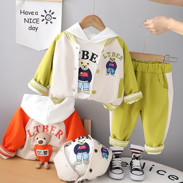 Baby casual winter 3 pcs jacket hoodie pant set