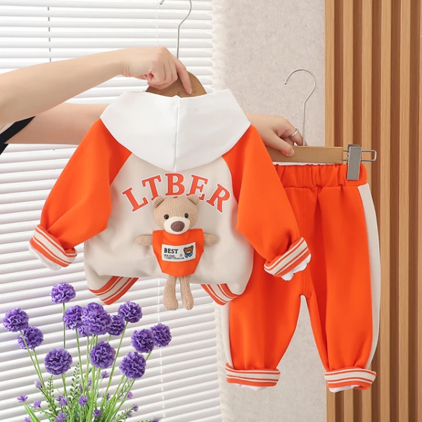 Baby casual winter 3 pcs jacket hoodie pant set - Image 7