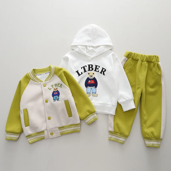 Baby casual winter 3 pcs jacket hoodie pant set - Image 5