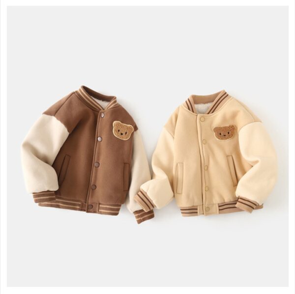 Baby velvet coat thick baseball jacket set - Image 6